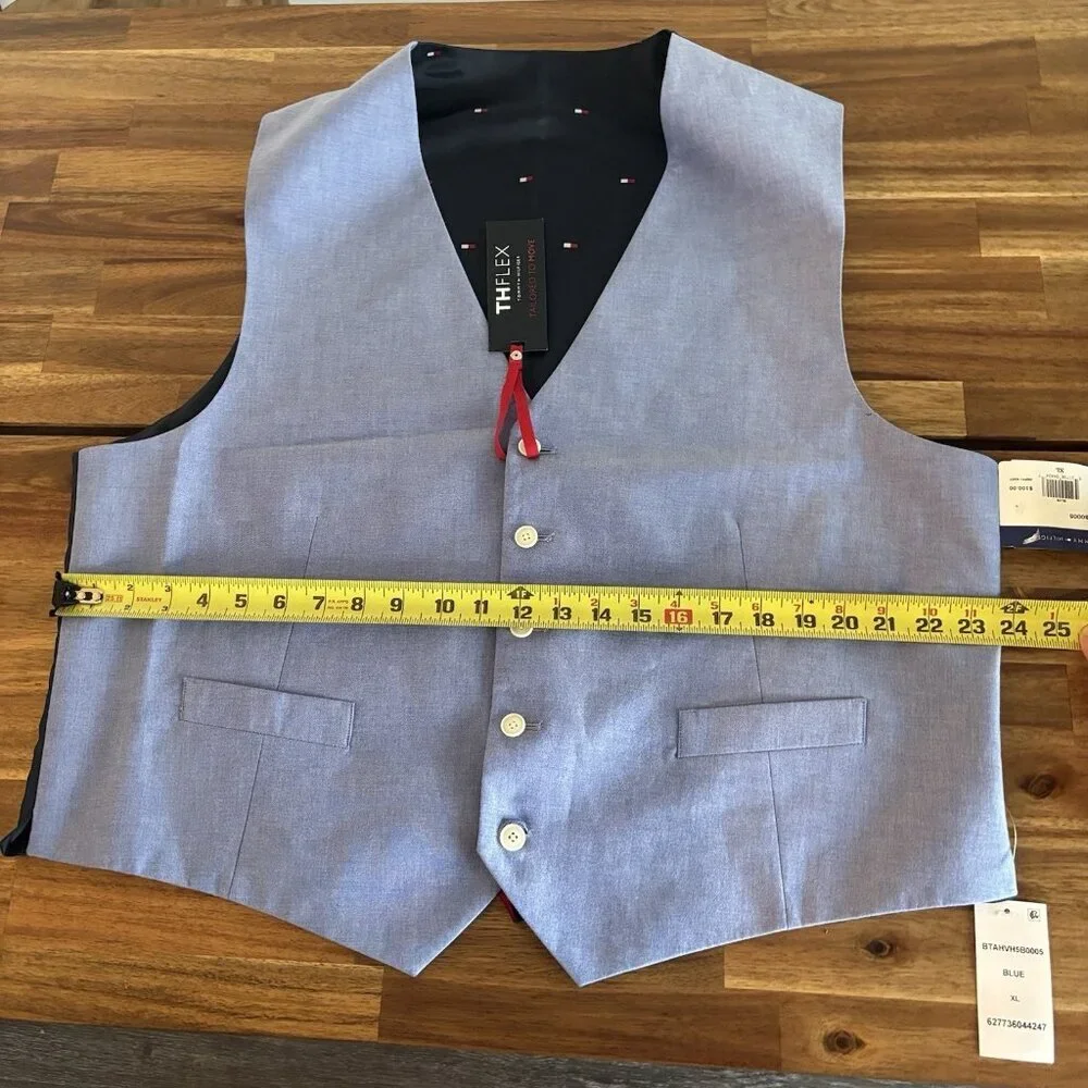 Tommy Hilfiger Mens‎ Career Suit Vest Blue Modern-Fit TH Flex Preppy Office NWT